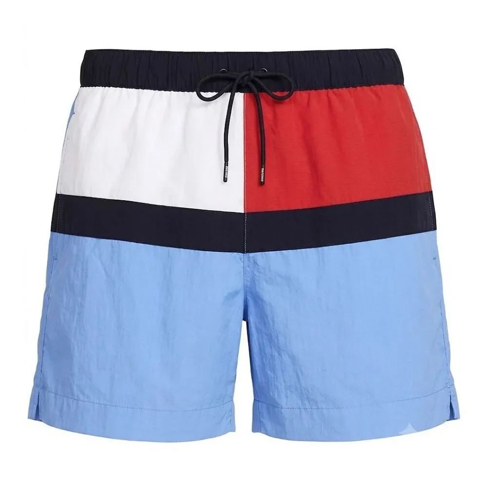 Tommy Hilfiger Flag Light Blue Brief Lined Swim Trunks NWT